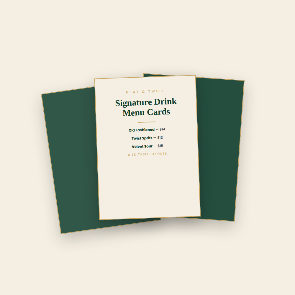 Signature Drink Menu Card Templates